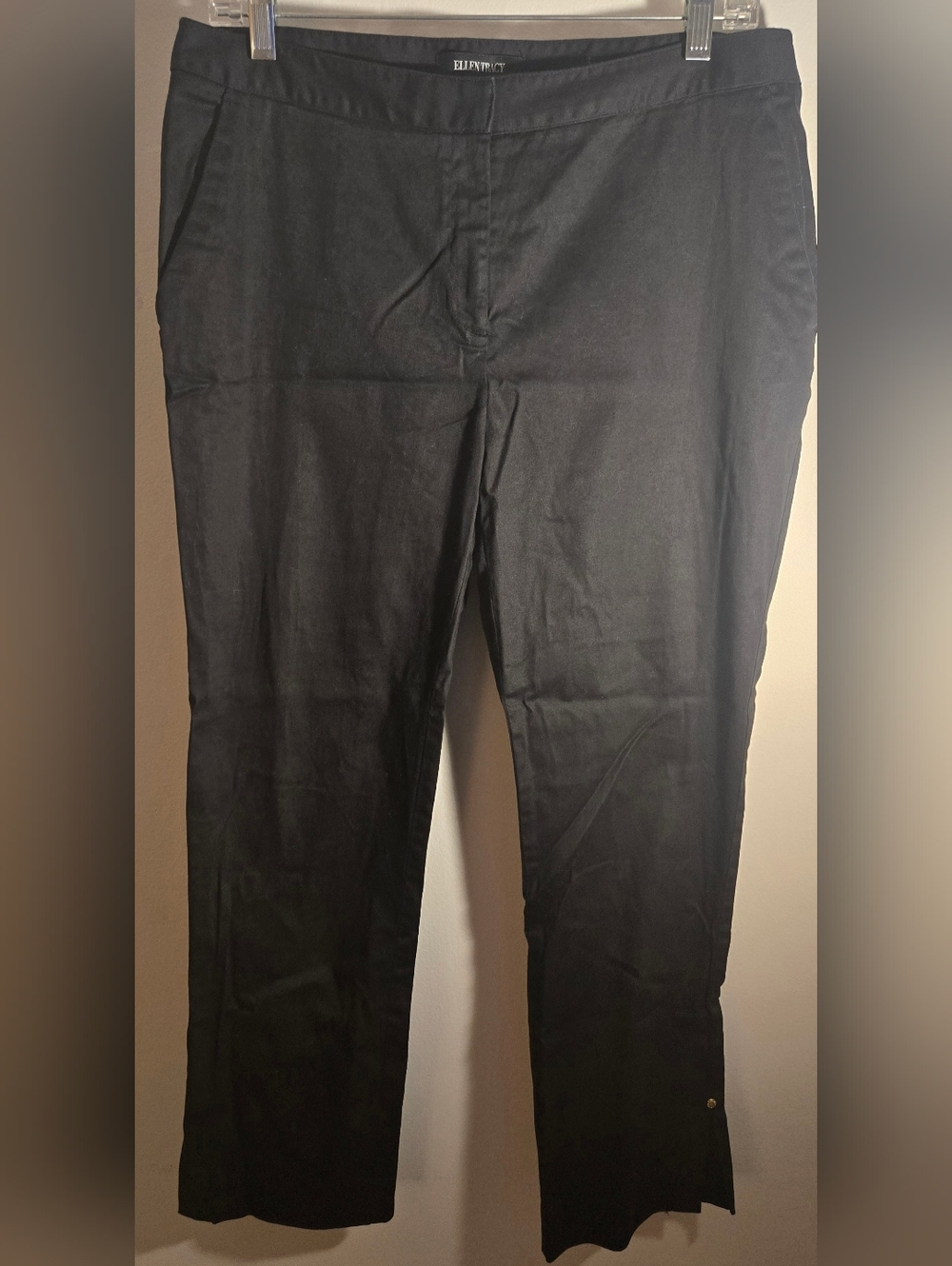 Ellen Tracy Black Stretch Crop Pants w/ankle Detail